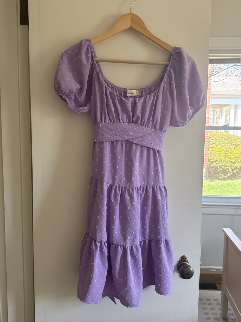 Altar'd State Lavender Puff Sleeve Tiered Dress